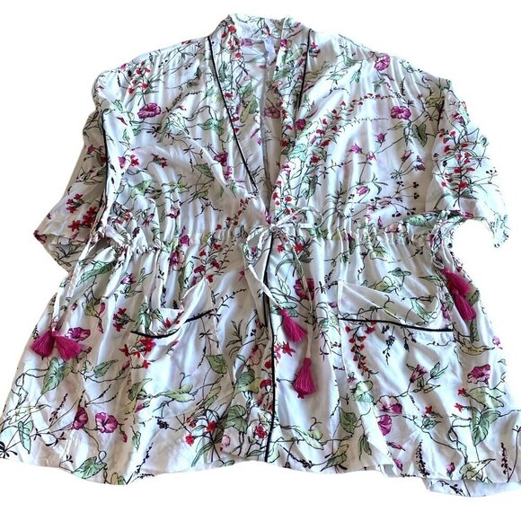 GapBody  Kimono Robe With Pockets & Tassels‎ XS/S Cottagecore Floral - Picture 3 of 10